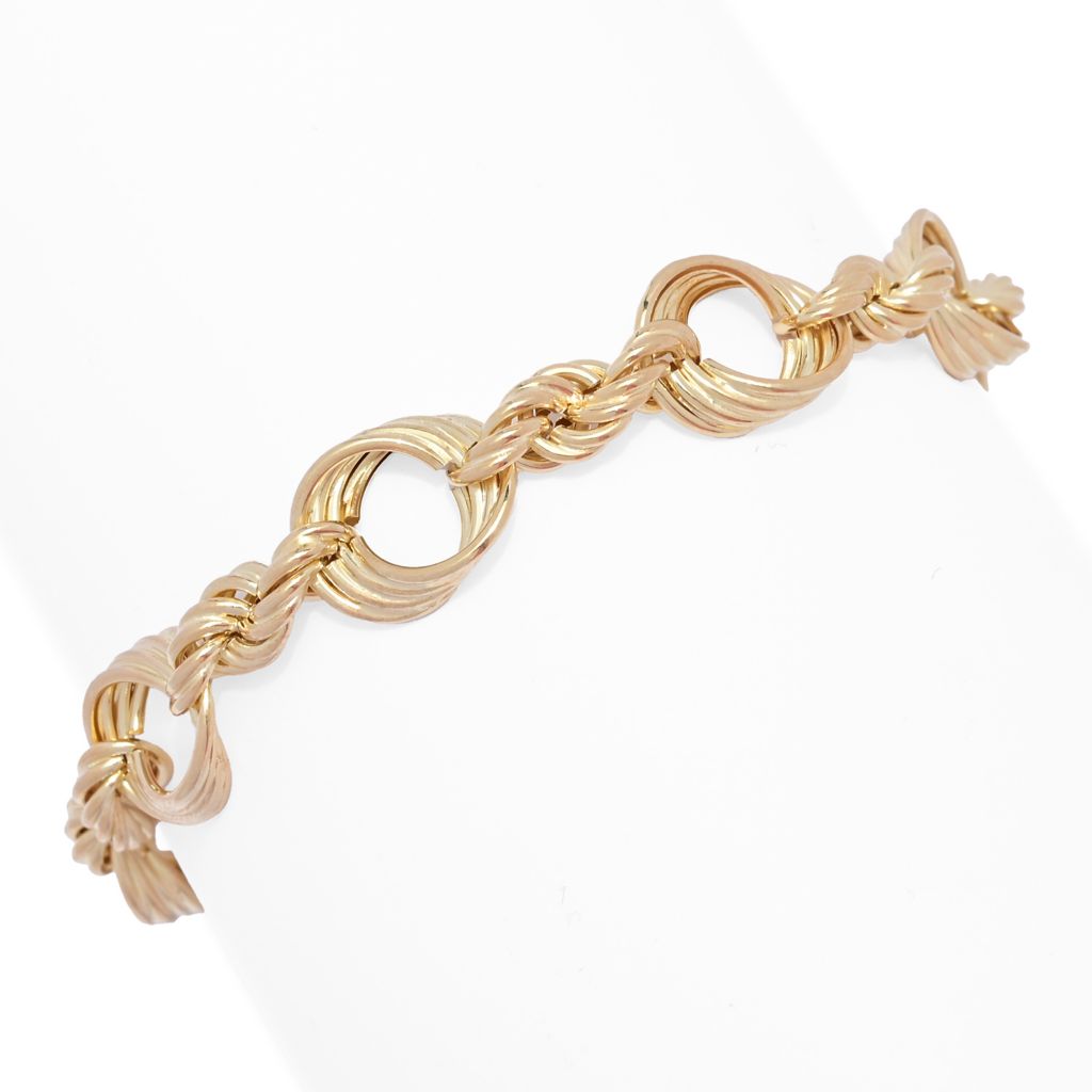 Stefano Oro 14K Gold Semi- Solid Riviera Rolo Rope Chain Bracelet