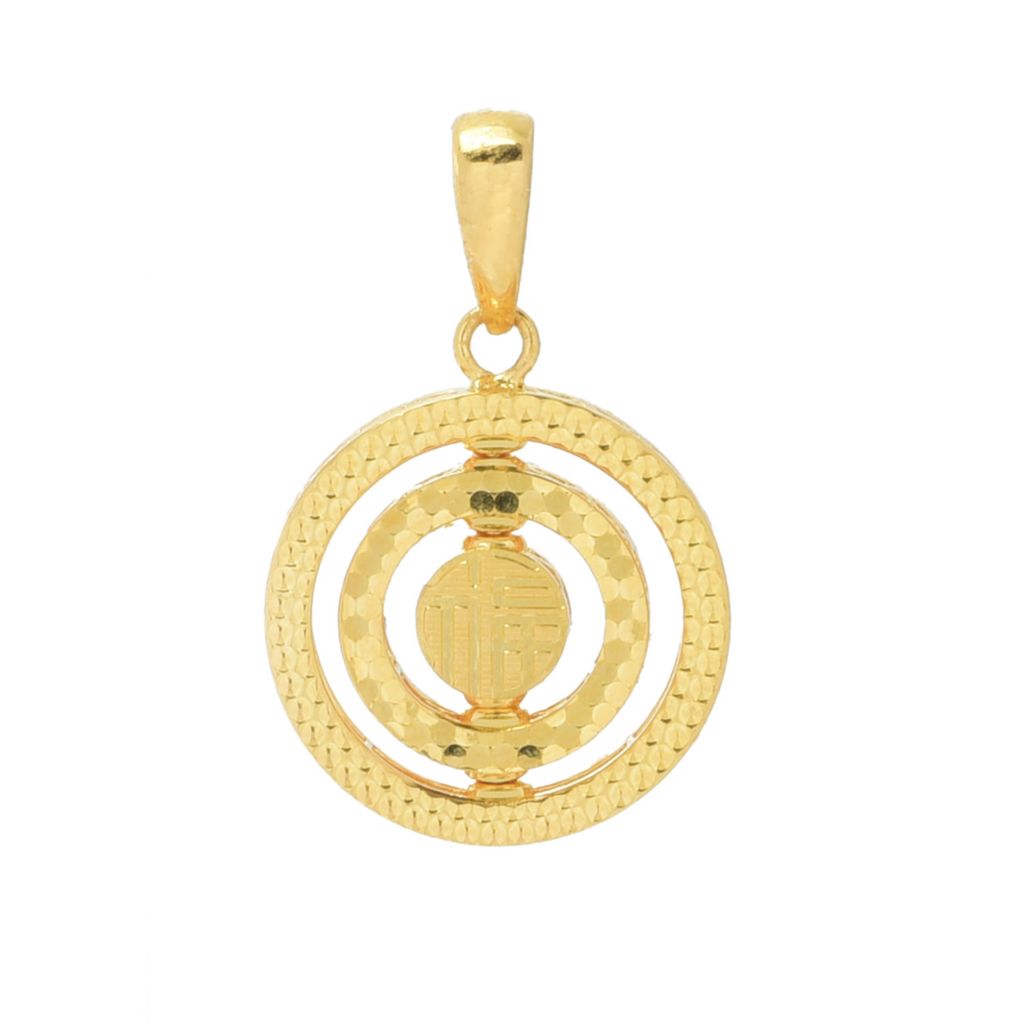 Lambert Cheng 24K Gold Fortune Triple Spinning Wheel Pendant 3.4 grams ShopHQ