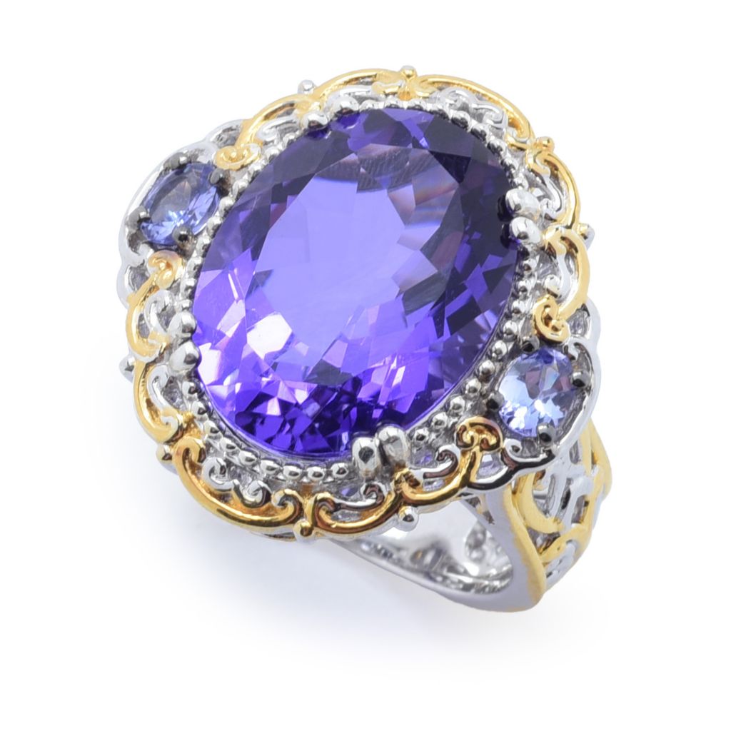 Gems en Vogue, 18K Gold Accented, 9.18ctw Violet, Quartz Doublet &,  Tanzanite Ring