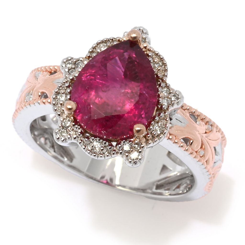 Gems en Vogue 18K Gold Accented 2 59ctw Pear Shape Rubellite  