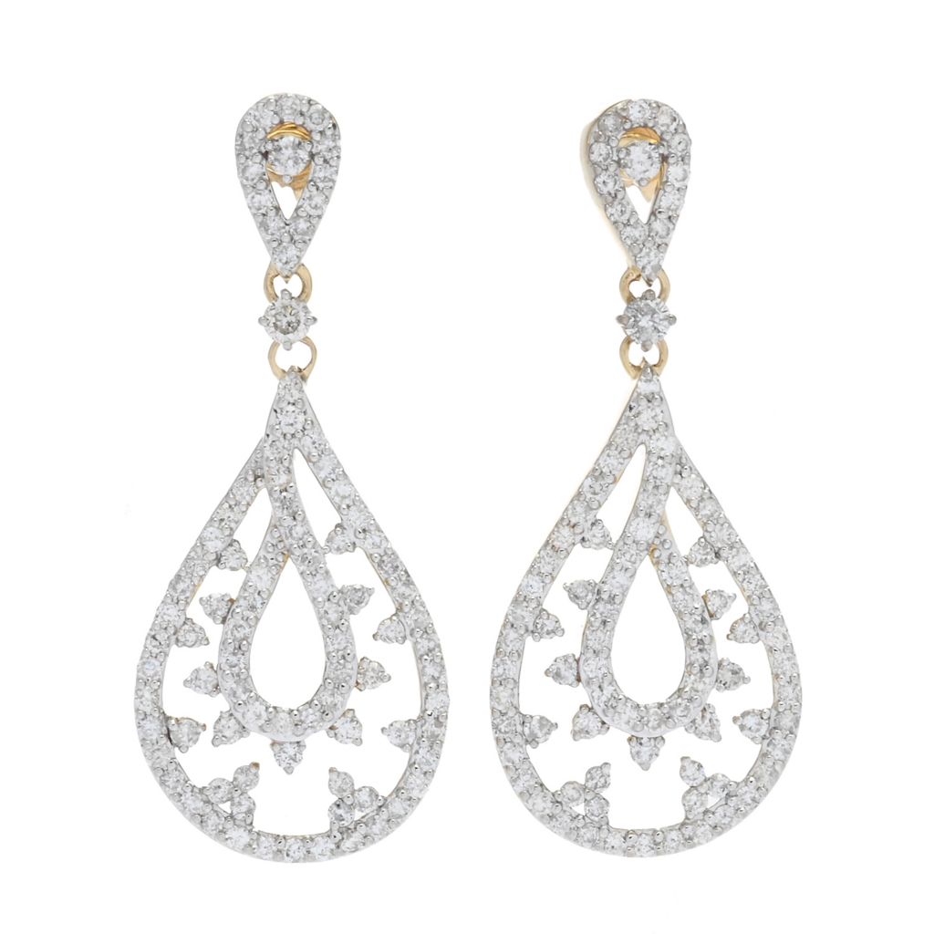 10k White Gold Round Diamond Slender Teardrop Dangle Earrings 1/5 ctw 10k White Gold Round Diamond Slender Teardrop Dangle Earrings 1/5 ctw