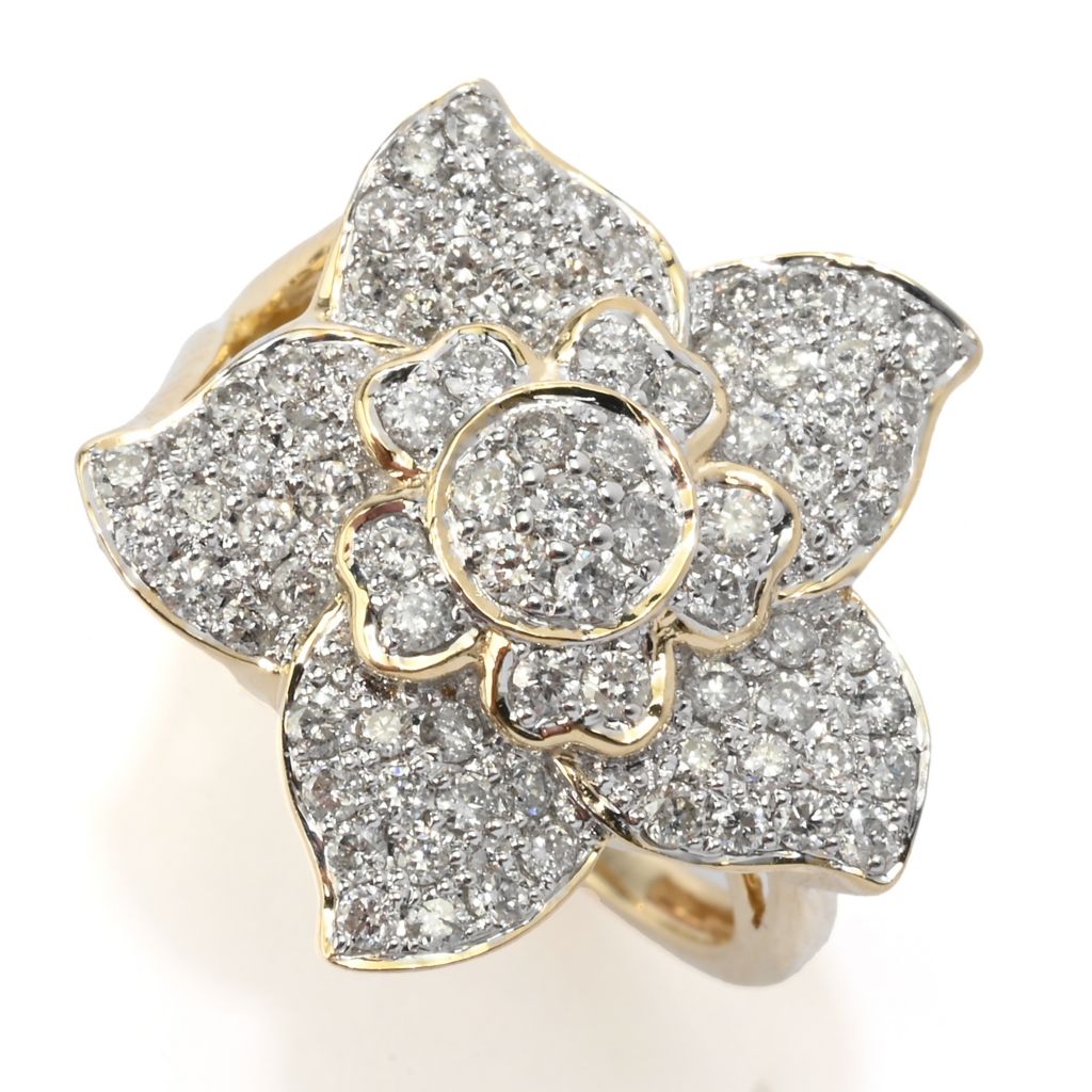 Cocci Collection 14K Gold Polished 1 00ctw Diamond Flower Ring  