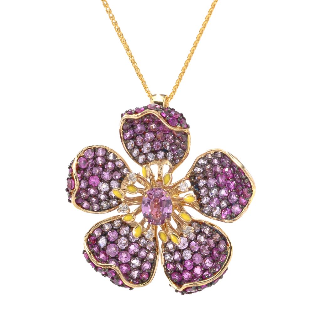 LALI Jewels 14K Gold 3 16ctw Pink Sapphire Diamond Enamel  