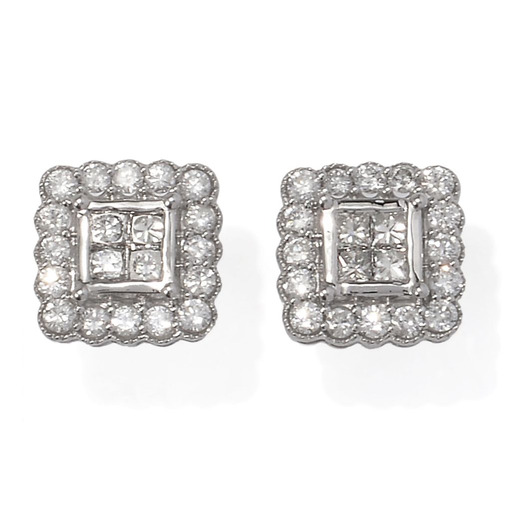 Diamond Treasures® 14K White Gold 1 01ctw Diamond Cluster Earrings  