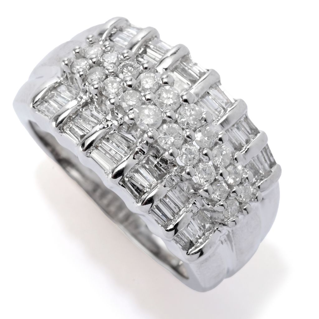 CLOSEOUT 14K White Gold 1 00ctw Round Baguette Diamond Ring 7 3  