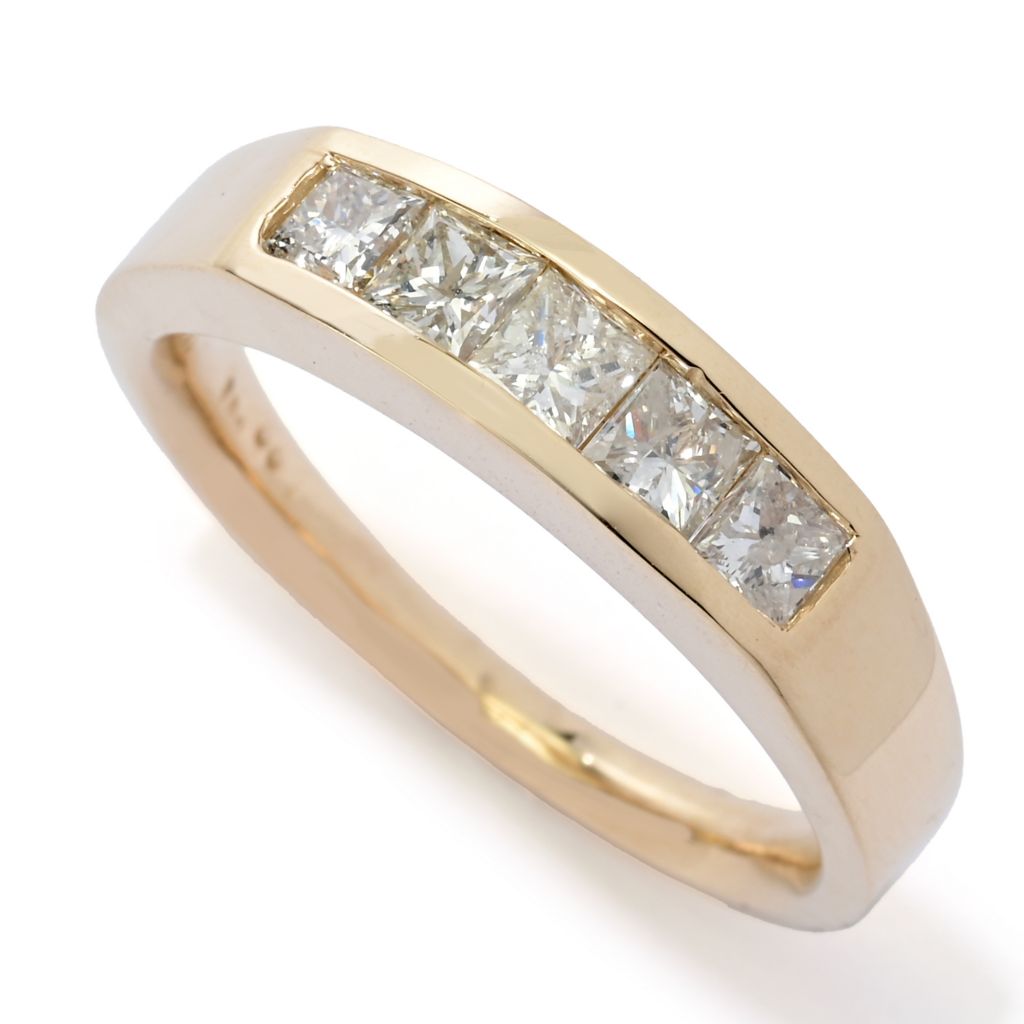 CLOSEOUT Men s 14K Gold 1 00ctw Princess Diamond 5 Stone Ring 7 2  