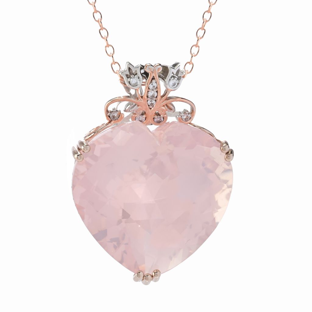 Sterling Silver Amethyst and Rose de France Quartz Arrow Heart Pendant Sterling Silver Amethyst and Rose de France Quartz Arrow Heart Pendant