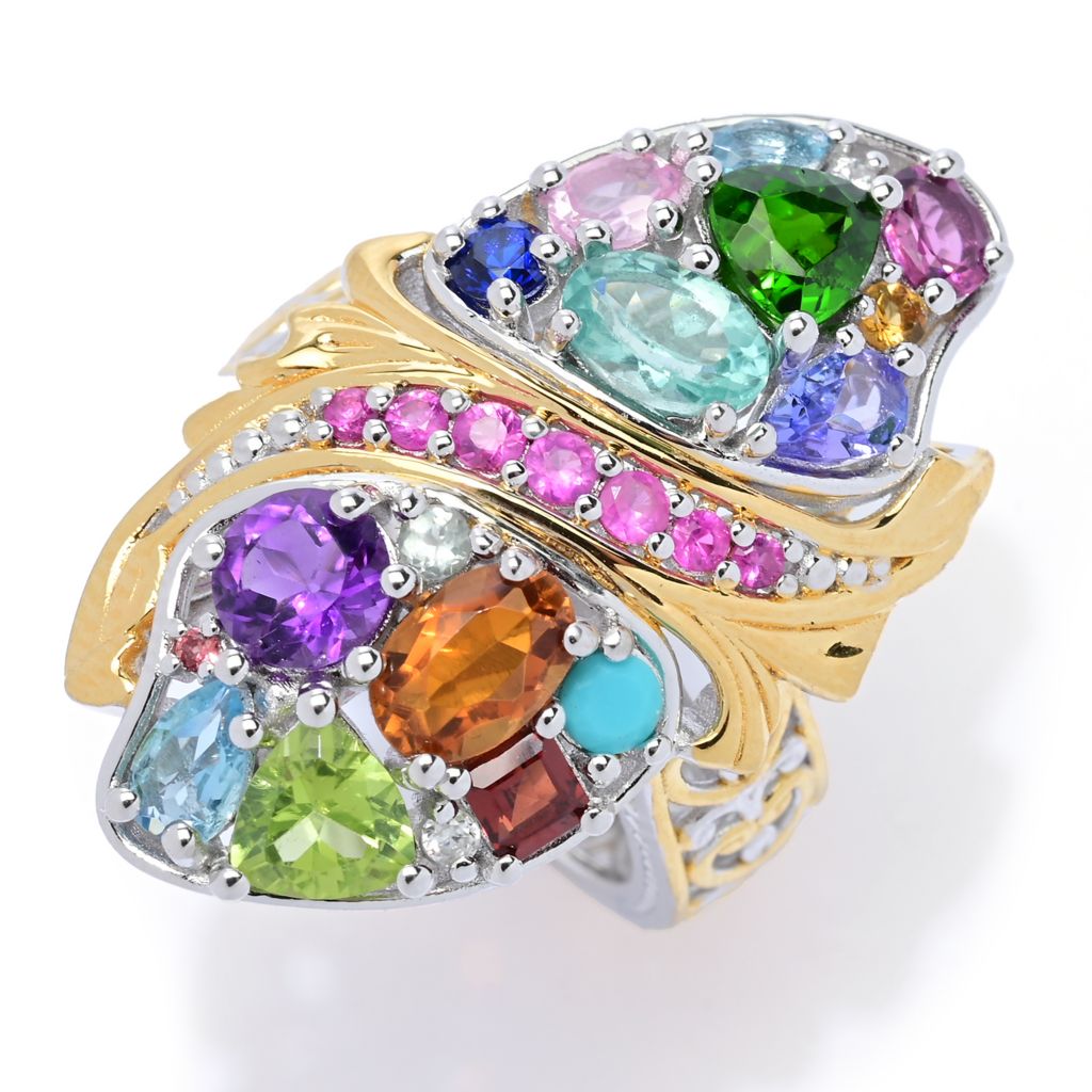 Gems en Vogue, 18K Gold Accented, 3.76ctw Multi, Gemstone Broadway, Theater  Ring