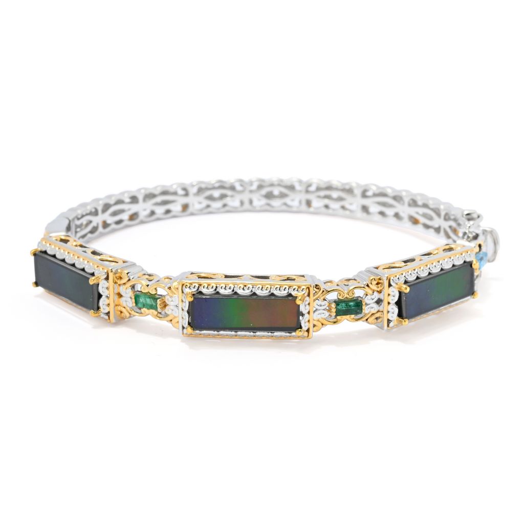 Blue Topaz Roman Style Bracelet Sterling Silver Rectangle Cut Adjustable Length Blue Topaz Roman Style Bracelet Sterling Silver Rectangle Cut Adjustable Length
