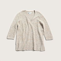 Our "Rolled Edge 3/4-Sleeve V-Neck Tunic Sweater"