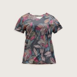 Our Relaxed Restyled Abstract Print V Neck Short Sleeve Tee.