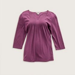 Our Pintuck Front 3/4 Sleeve Jewel Neck Top.