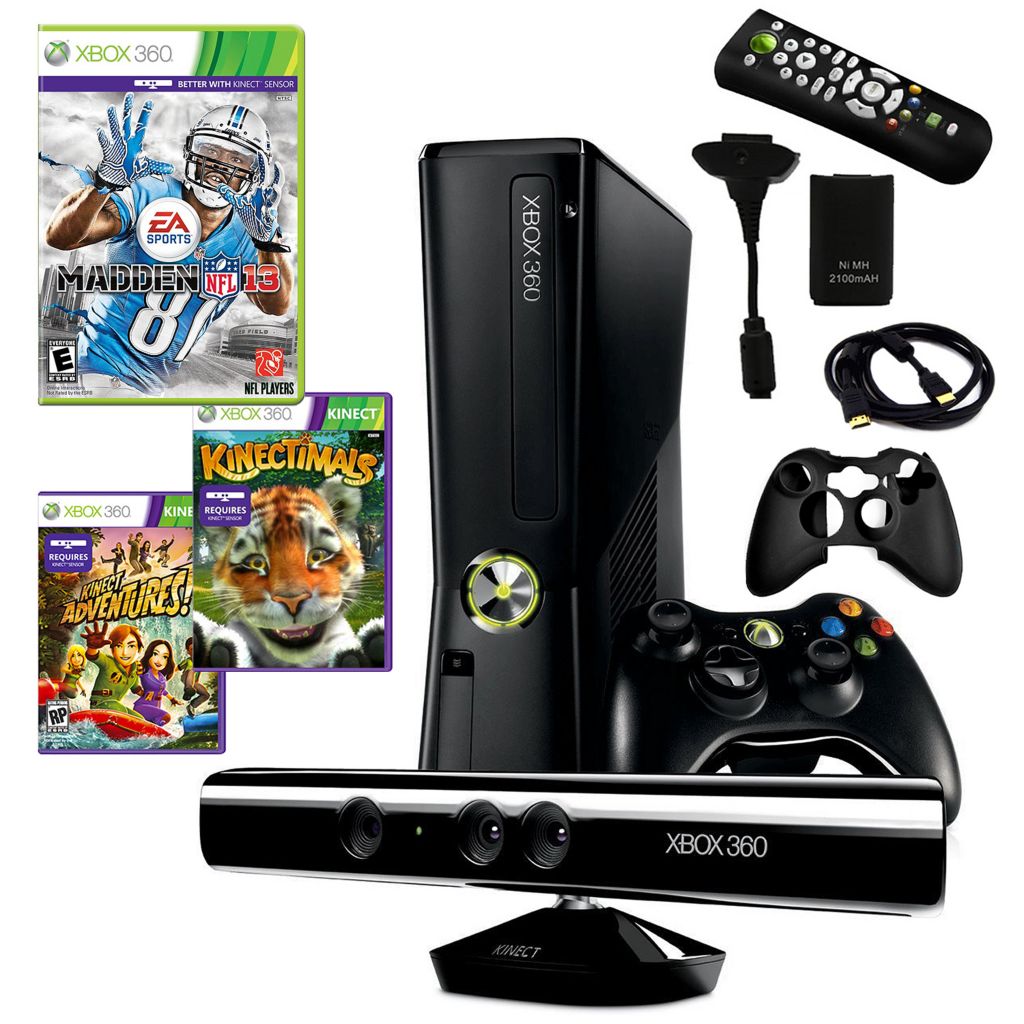 Xbox 360 Slim 4GB Kinect Fun Bundle w/ Three Games & Accessories -  ShopHQ.com