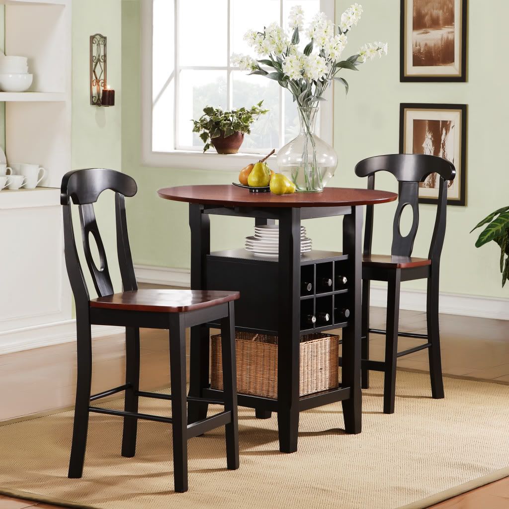 Homebasica Three Piece Counter Height Bistro Set W Under Table Storage Shophq