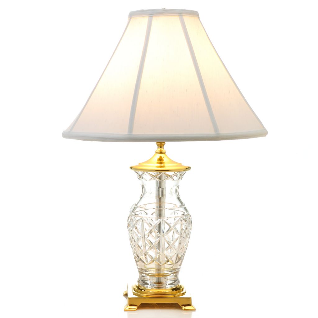 Beautiful Small Waterford Crystal And Brass Table Lamp