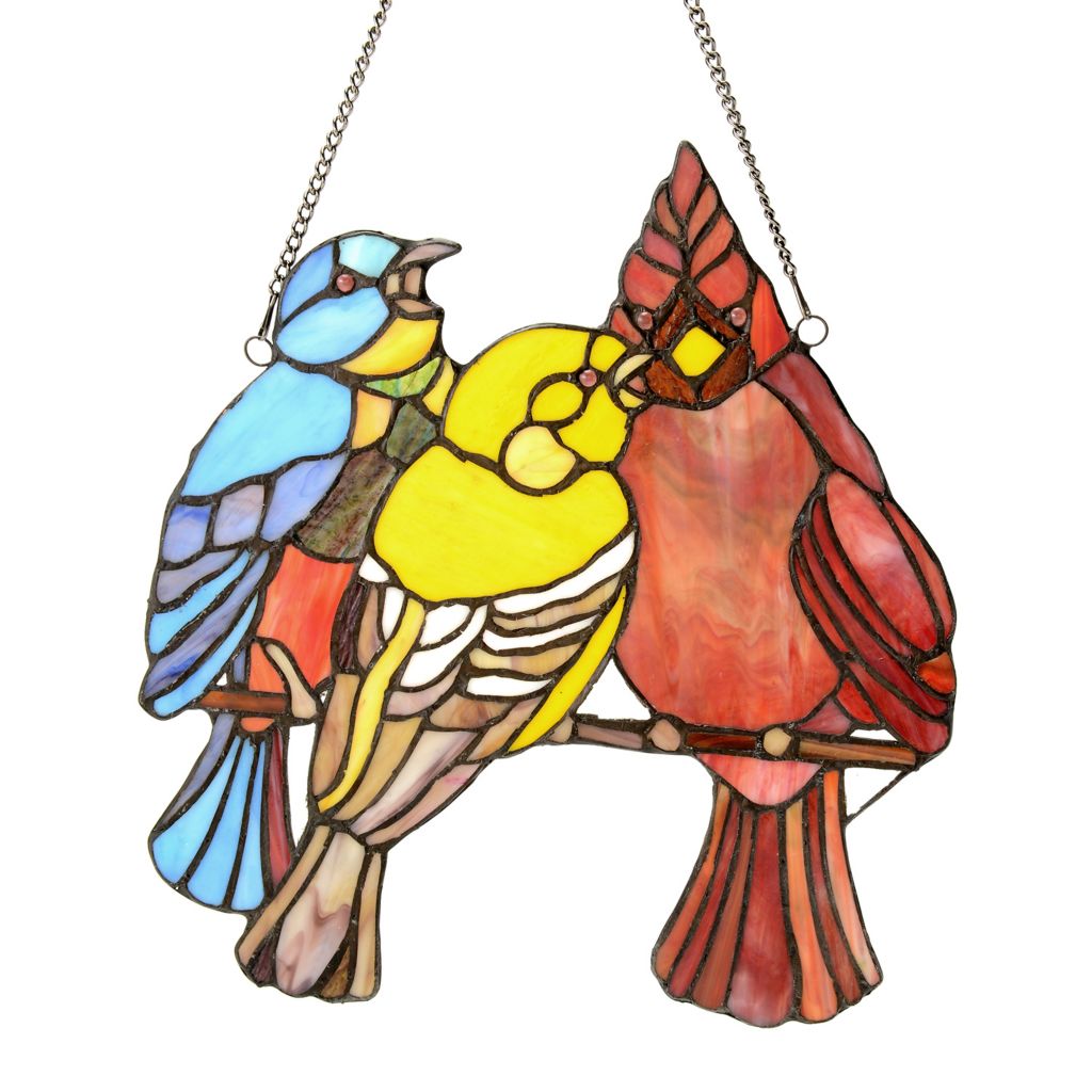 (shophq) Tiffany-style Choice Of Stained Glass Bird Window Panel W  21 