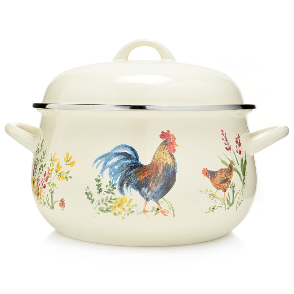 Paula Deen Garden Rooster 8 qt Enameled Steel Stock Pot w Cover ShopHQ