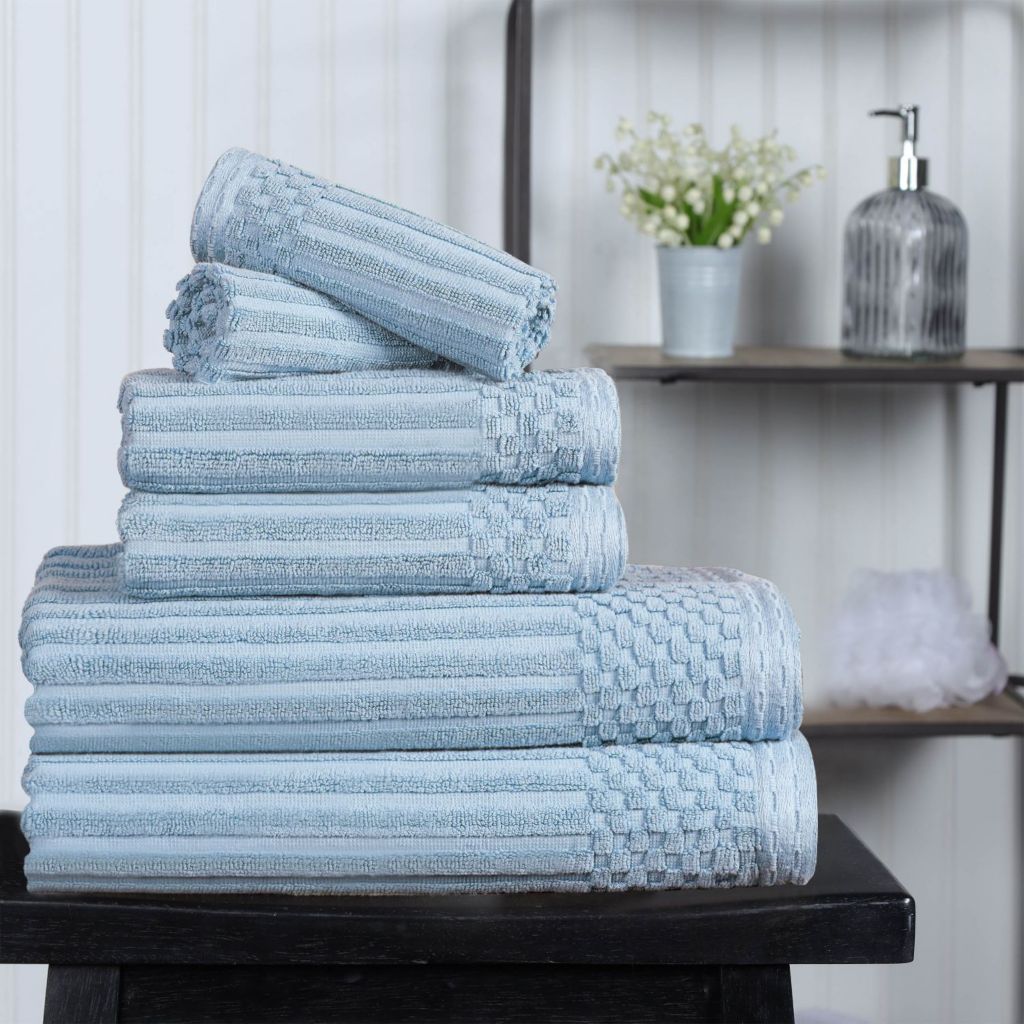 Superior Soho Collection 6 Piece 100% Cotton Bath Towel Set, Silver