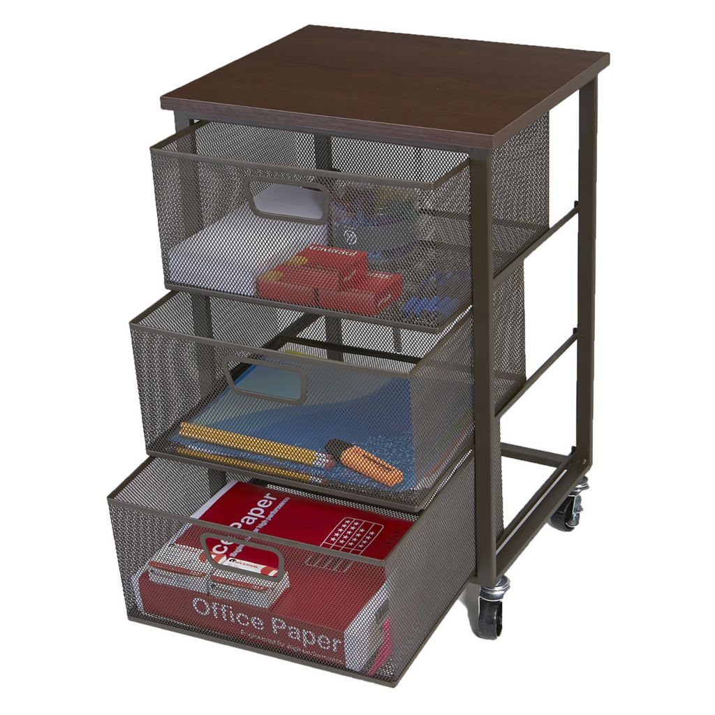 Mind Reader Storage Cart Organizer with 3 Drawers 24 14 H x 13 W x