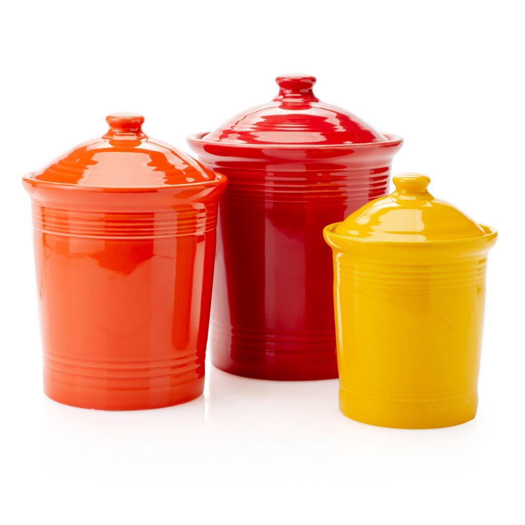 Fiesta Dinnerware Set of 3 Glazed Ceramic Canisters on sale at shophq 481 949