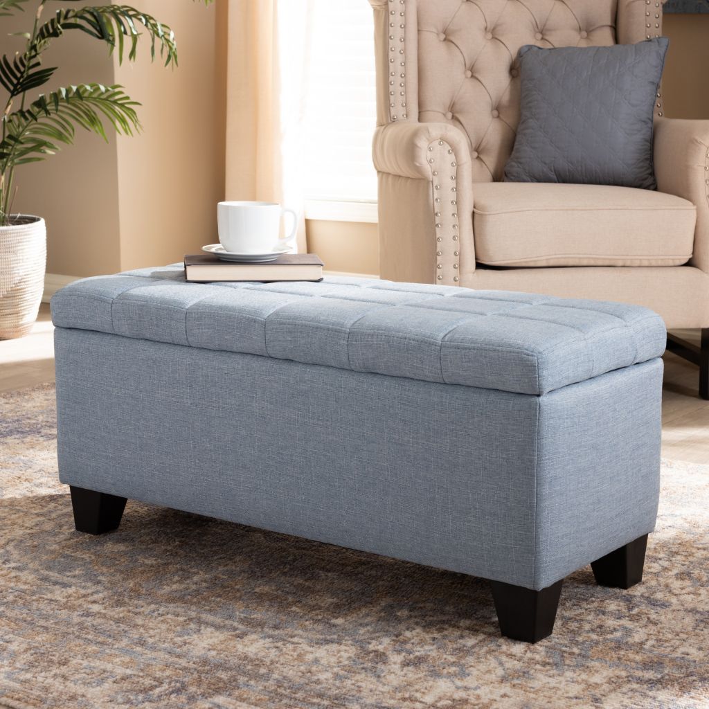 Baxton Studio 35 Fera Upholstered Storage Ottoman Shophq