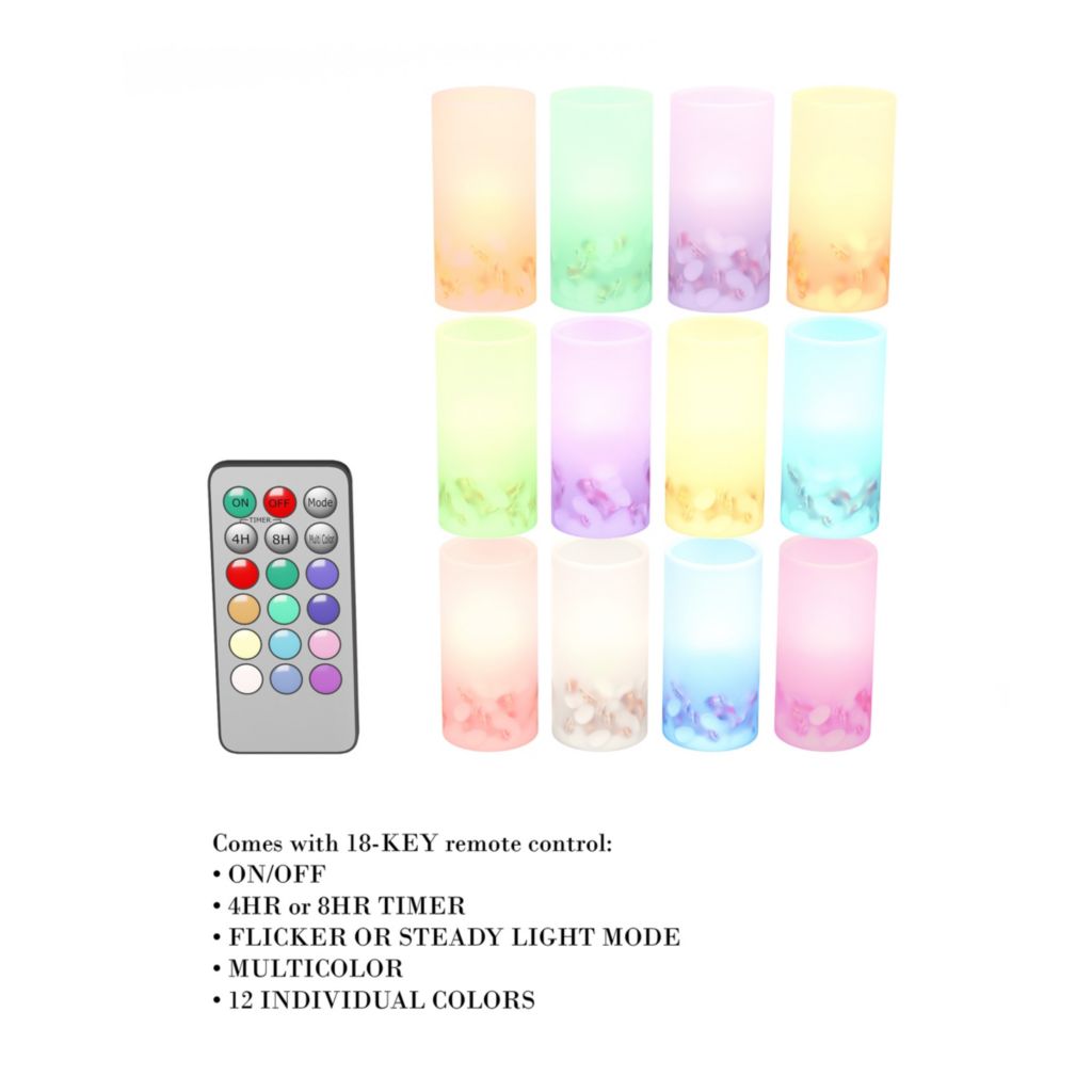 Multi color LED candle features