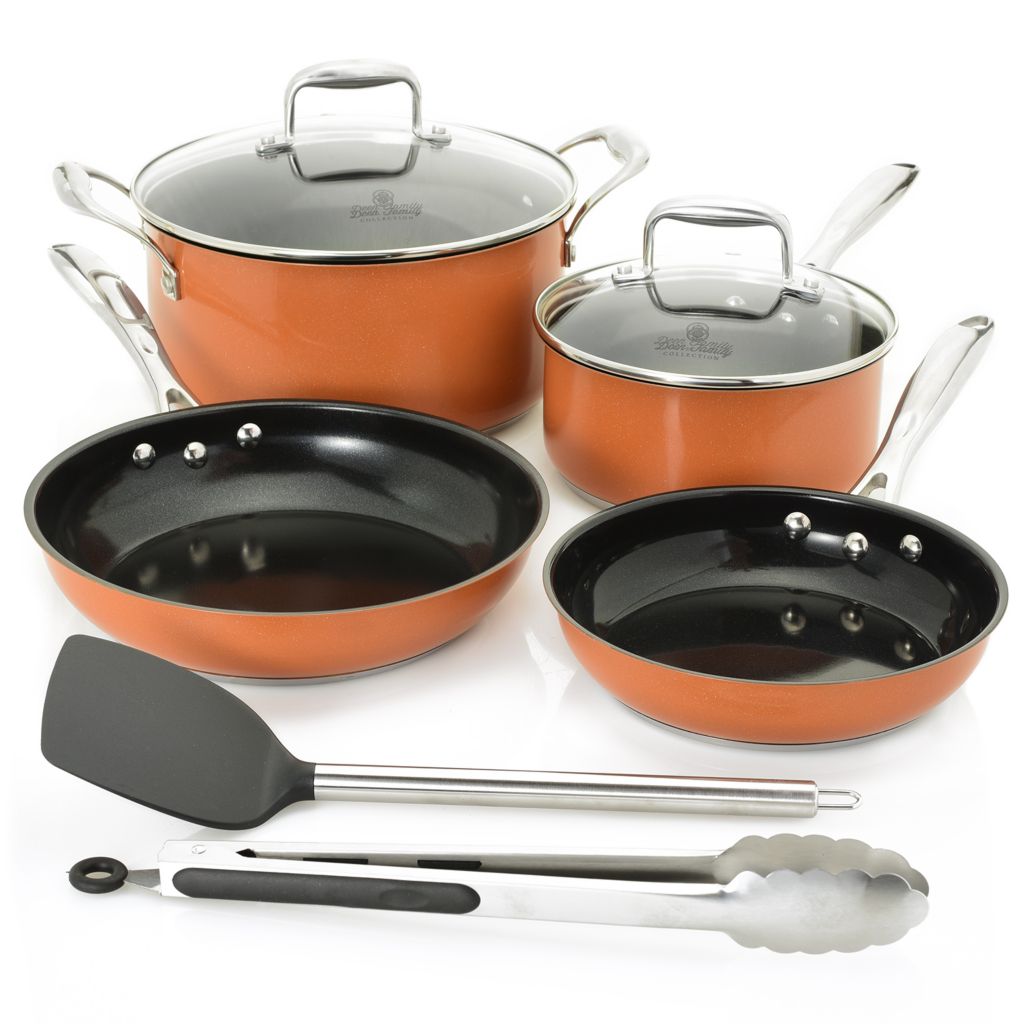 Hastings Home Nonstick, Dishwasher Safe, Oven Safe Cookware Set With  Tempered Glass Lid - Copper, 8 Pieces