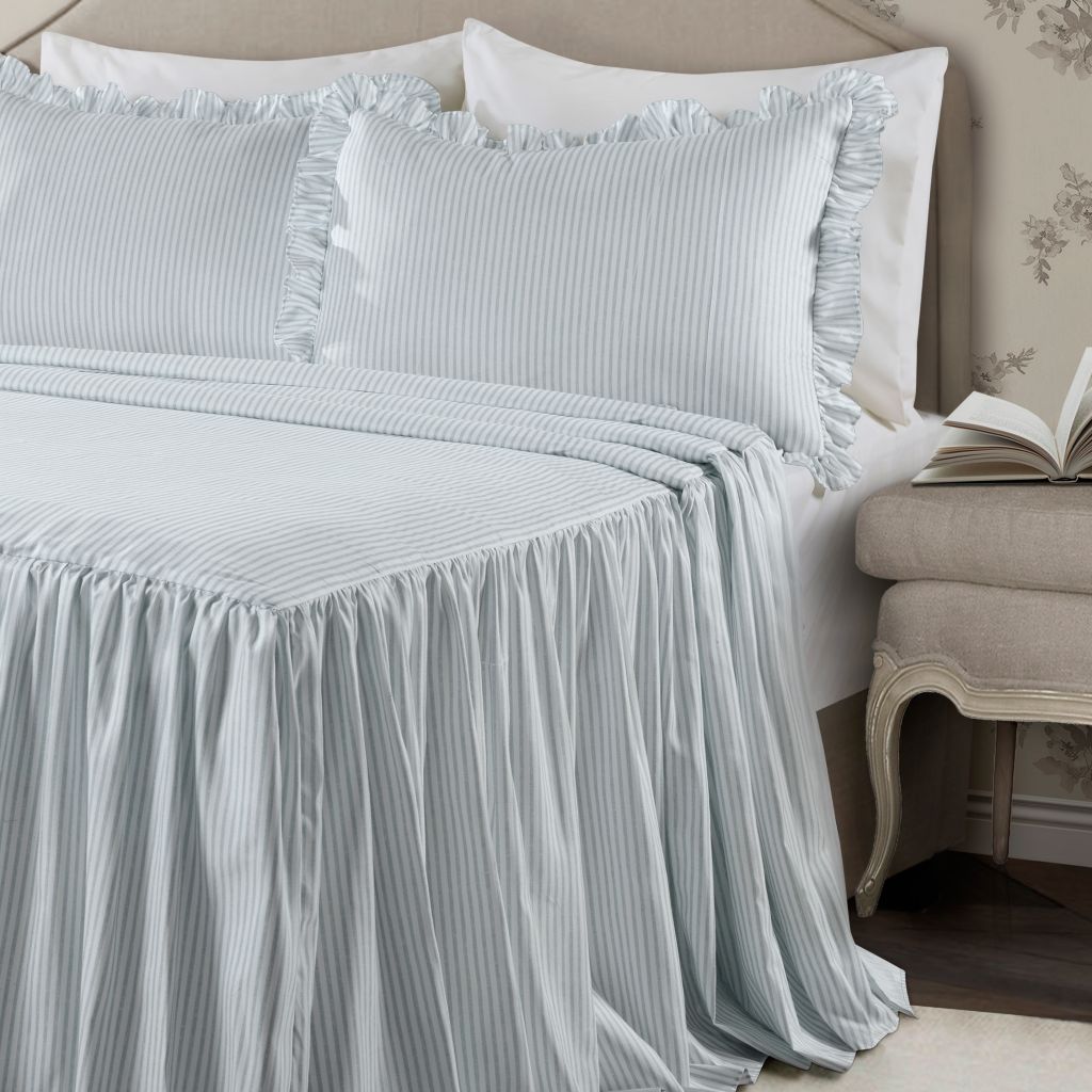 Blue bedspread detail