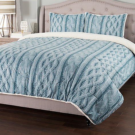 Cozelle Cable Printed Knit Reversible, Cable Knit Duvet Cover Queen