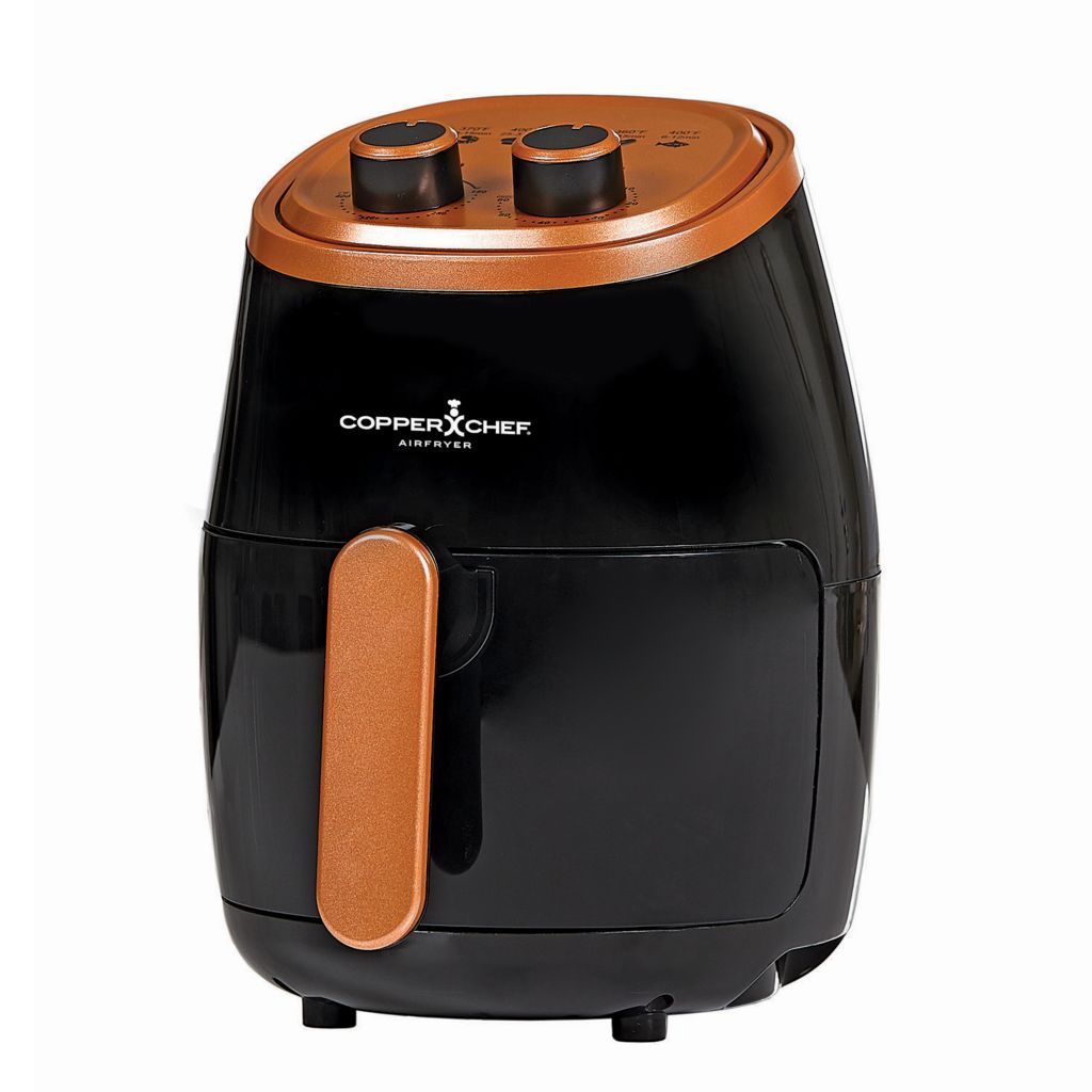 Copper Chef 2 qt Air Fryer - Turbo Cyclonic Airfryer with Rapid Air Technology for Less Oil-Less Cooking. Includes Recipe Book (Black)