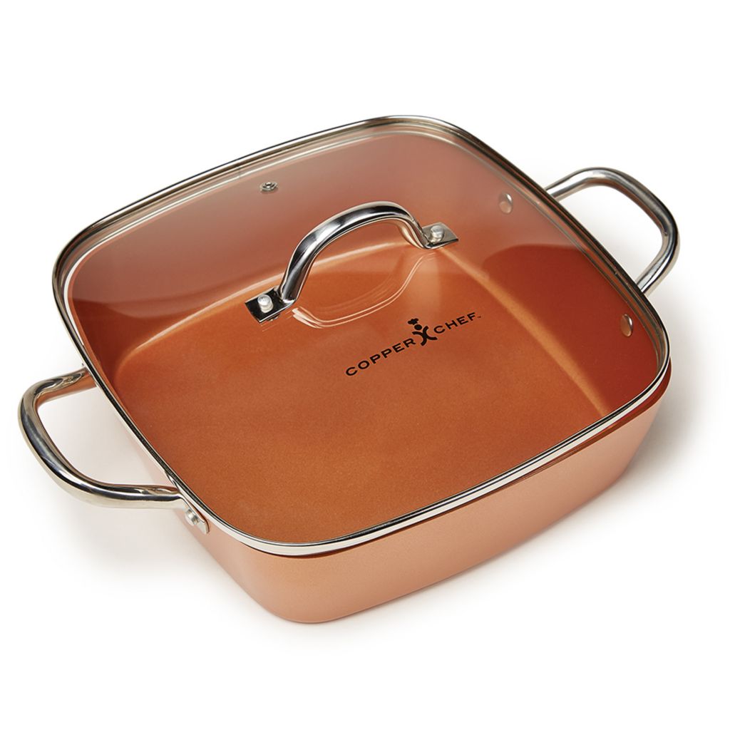 Copper Chef, 11 Aluminum, Square Casserole, Pan w/ Lid on sale at   - 487-794