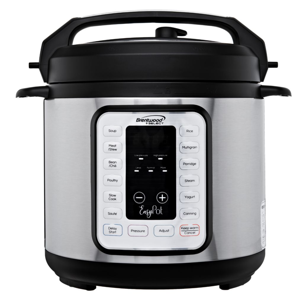 Electric Pressure Cooker, 6 Qts, Black, Stainless Steel, Brentwood