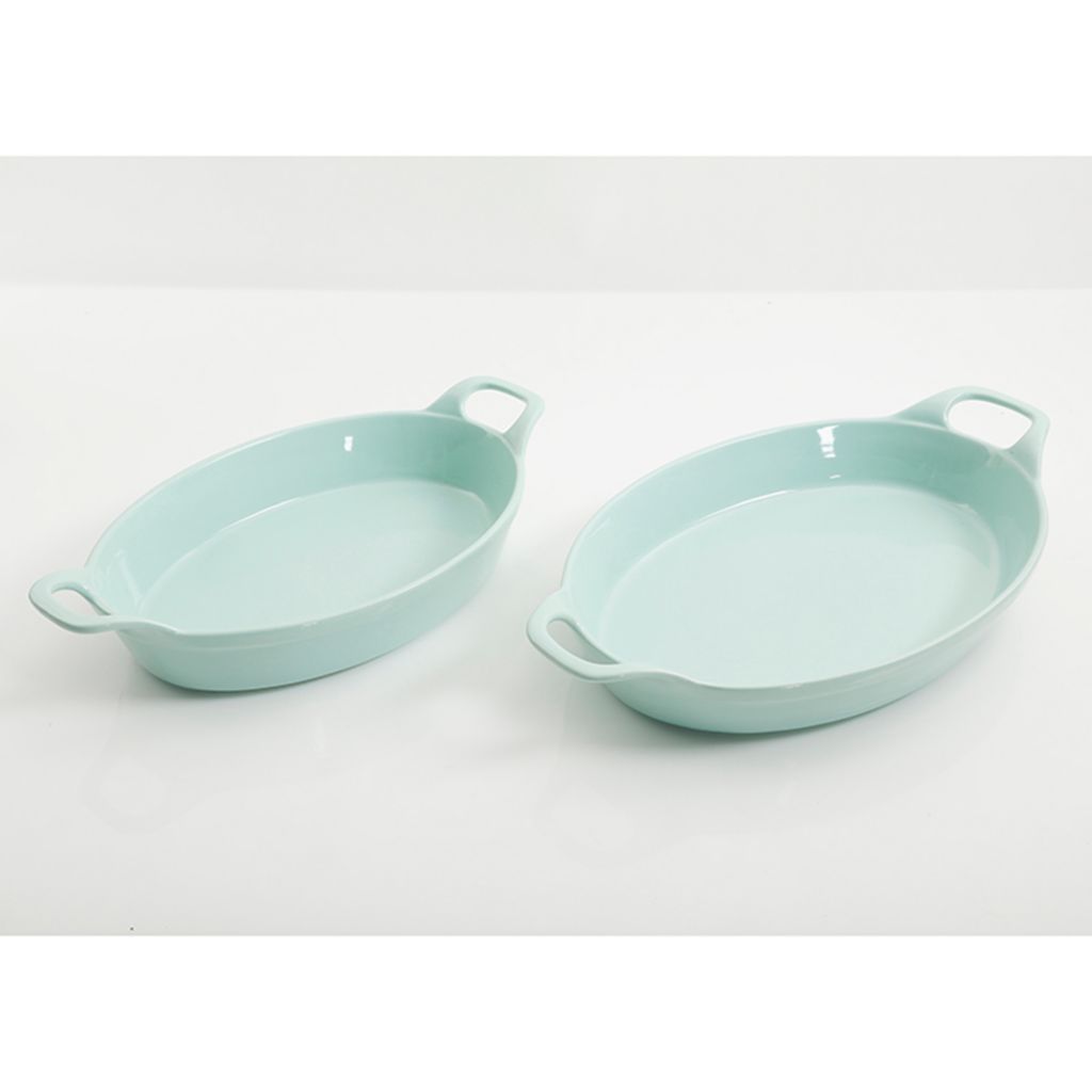 Martha Stewart 2 Piece Dual-Tone Stoneware Baker Set in Mint