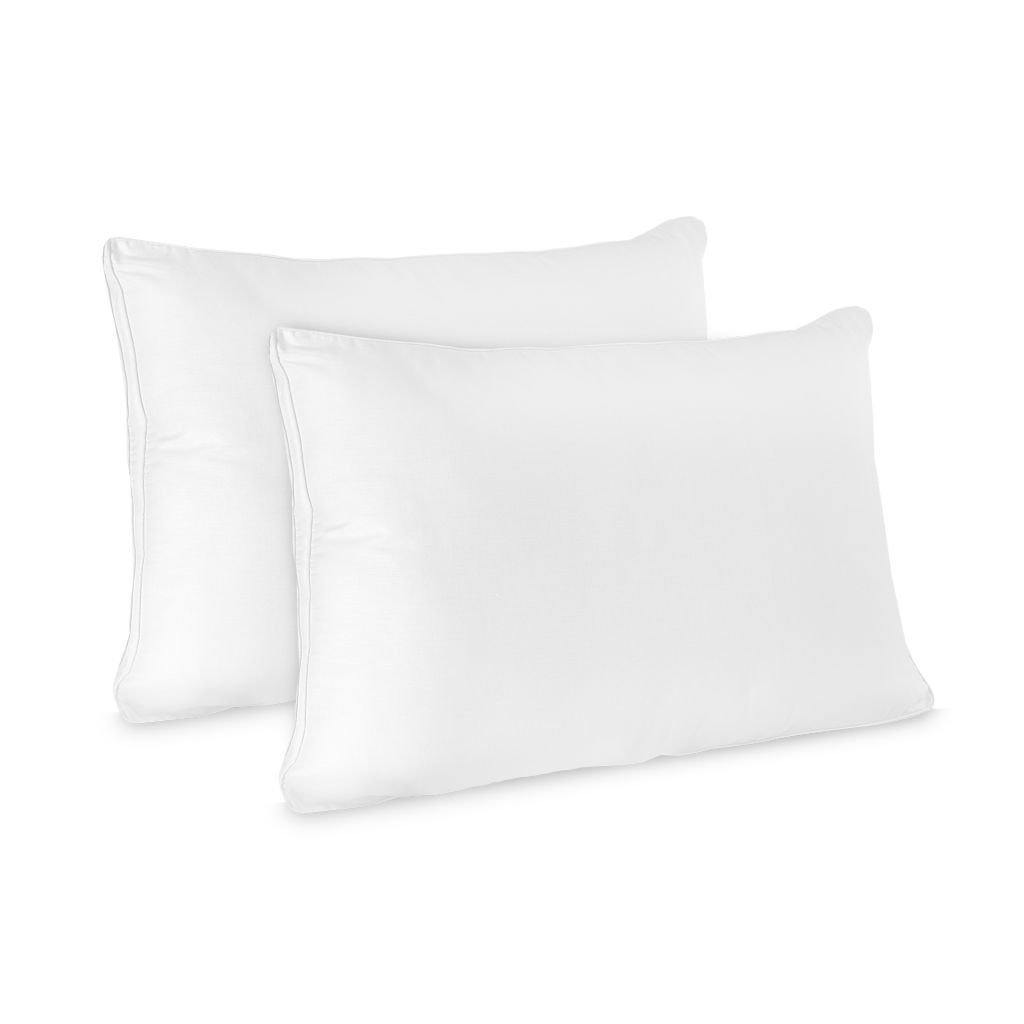 Hypoallergenic Bed Pillow Sleeping Low Profile Flat Jumbo Soft Fiberfill 2 Set 