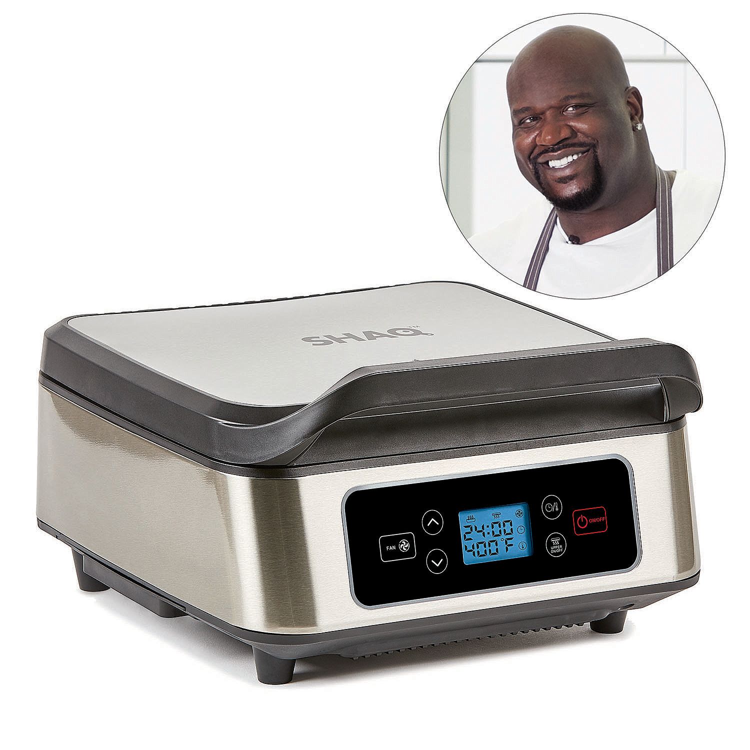 SHAQ 3in1 Smokeless Contact Grill & Press w/Removable Grill