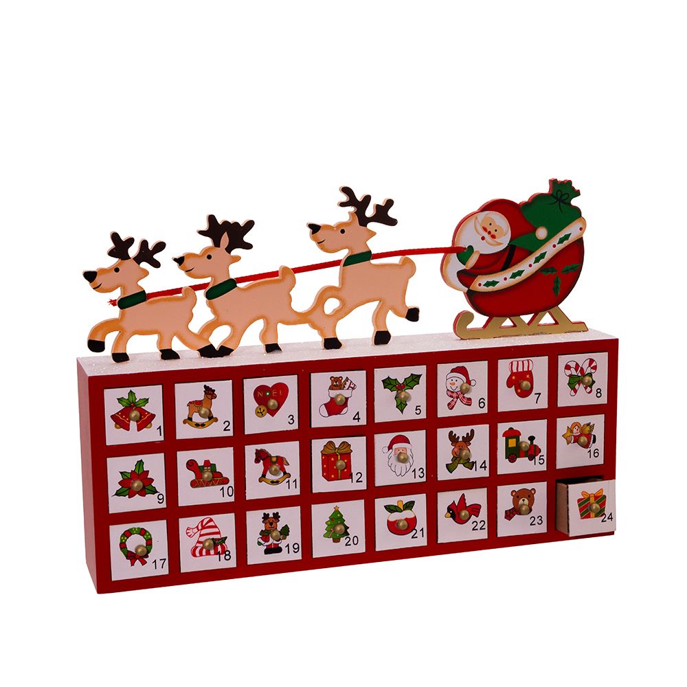 Kurt Adler Wooden Santa & Sleigh Advent Calendar - ShopHQ.com