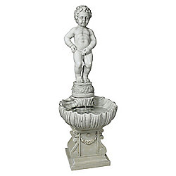 Design Toscano Peeing Boy of Brussels Sculptural Fountain w/ Plinth Base, 45.5"
