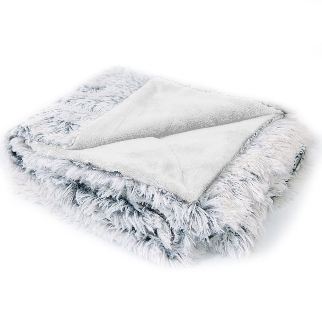 Cheer Collection Embossed Faux Fur Throw Pillows - 18 x 18 - White/Blue -  Cheer Collection