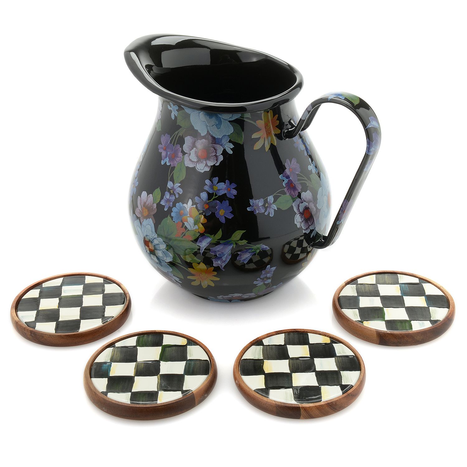 MacKenzieChilds Pitcher & Set of 4 Coasters
