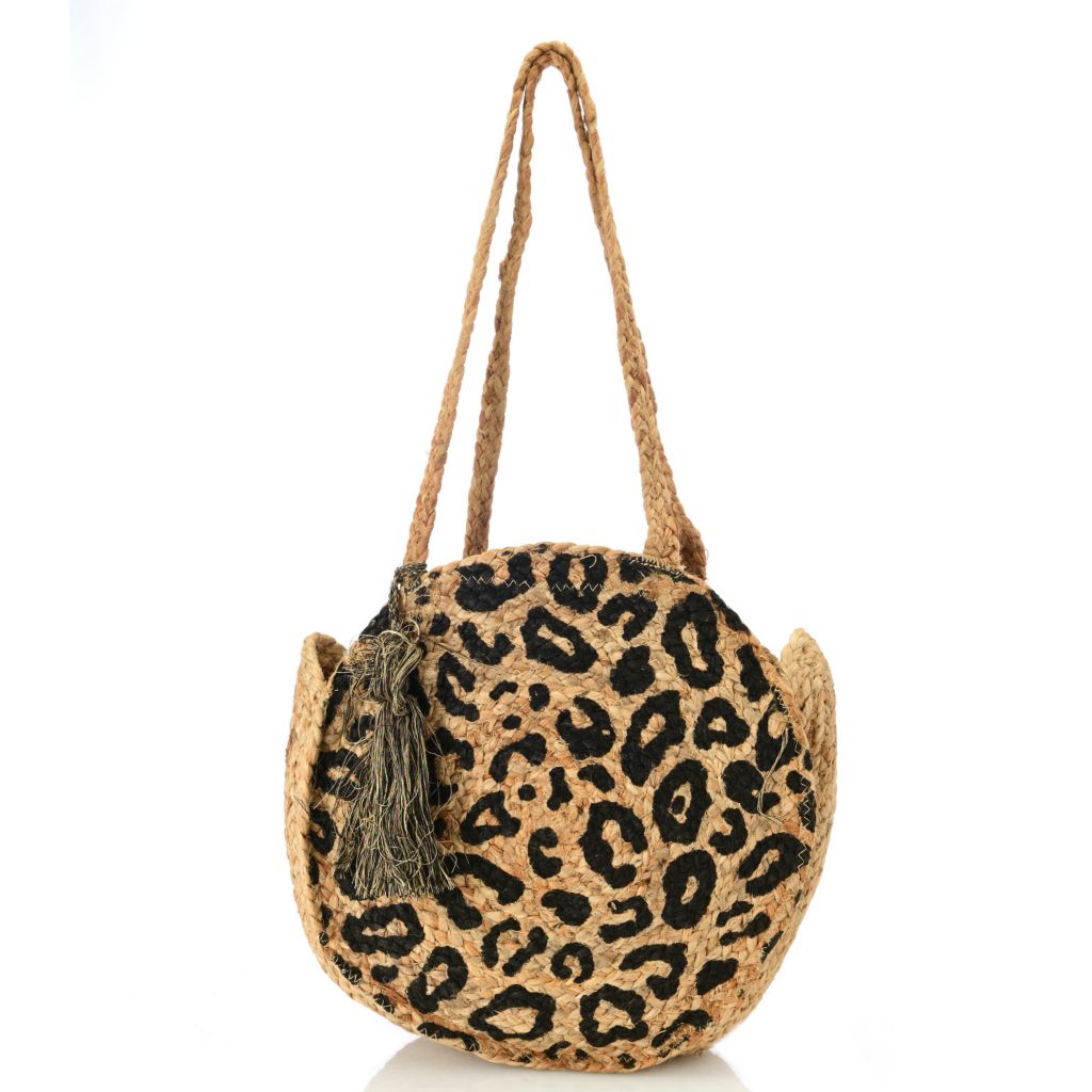 Leopard hot sale straw bag