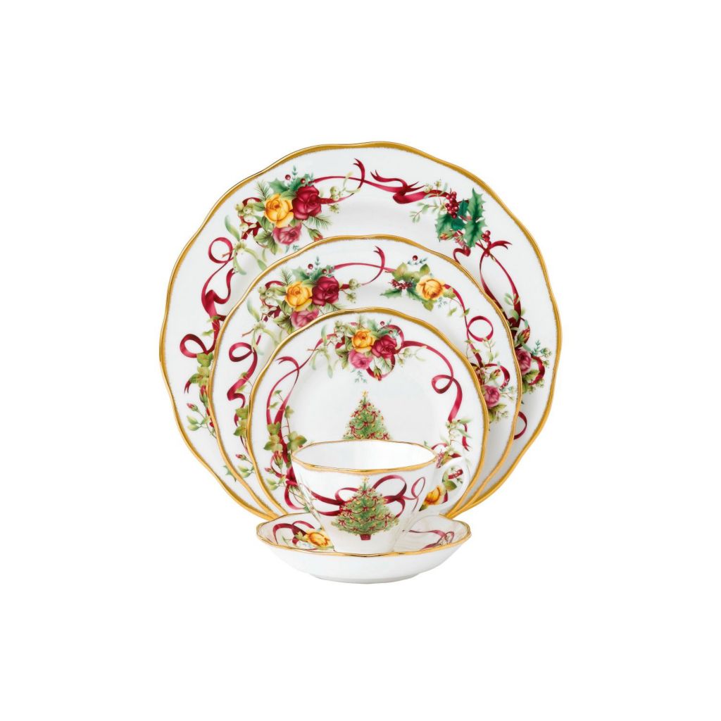 Royal Albert 5-Piece Old Country Roses Christmas Tree Place Setting on sale  at shophq.com - 507-146