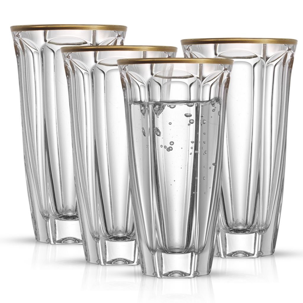  JoyJolt Windsor Gold Rim White Wine Glasses. Crystal