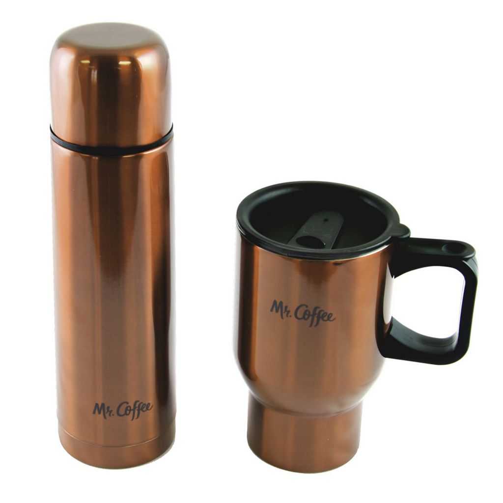 Mr. Coffee 2-Piece 15.5 oz Thermal Bottle & 13.5 oz Travel Mug Set 