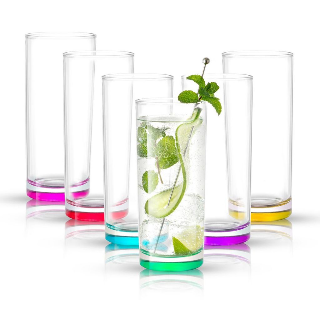 JoyJolt Hue Colorful Highball Drinking Glasses