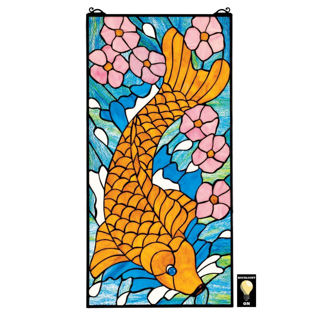 Design Toscano Asian Koi Stained Glass Window Panel Shophq Com