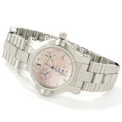 Renato Beauty Collection Black & outlet Pink Dial Diamonds Stainless Steel Ladies Watch