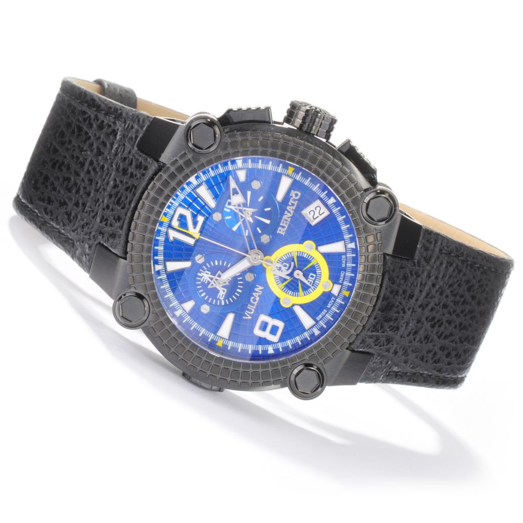 Renato Men s Swiss Chronograph Shark Skin Strap Watch ShopHQ