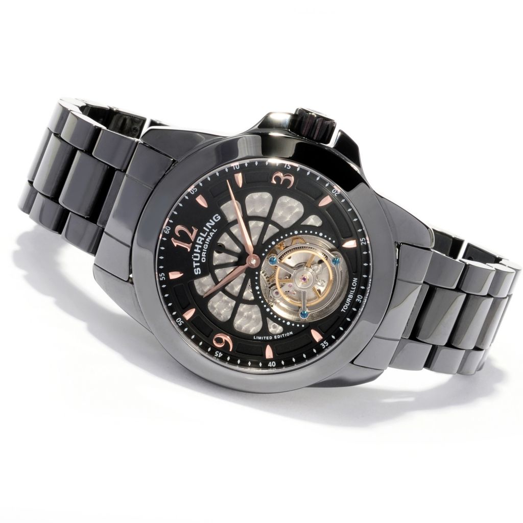 Stührling Original Men's Specter Limited Edition Mechanical Tourbillon  Ceramic Bracelet Watch - ShopHQ.com