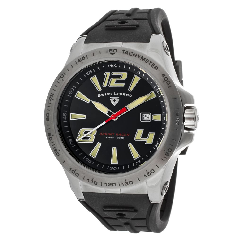 Swiss Legend 46mm Sprint Racer Swiss Quartz Silicone Rubber Strap Watch ShopHQ
