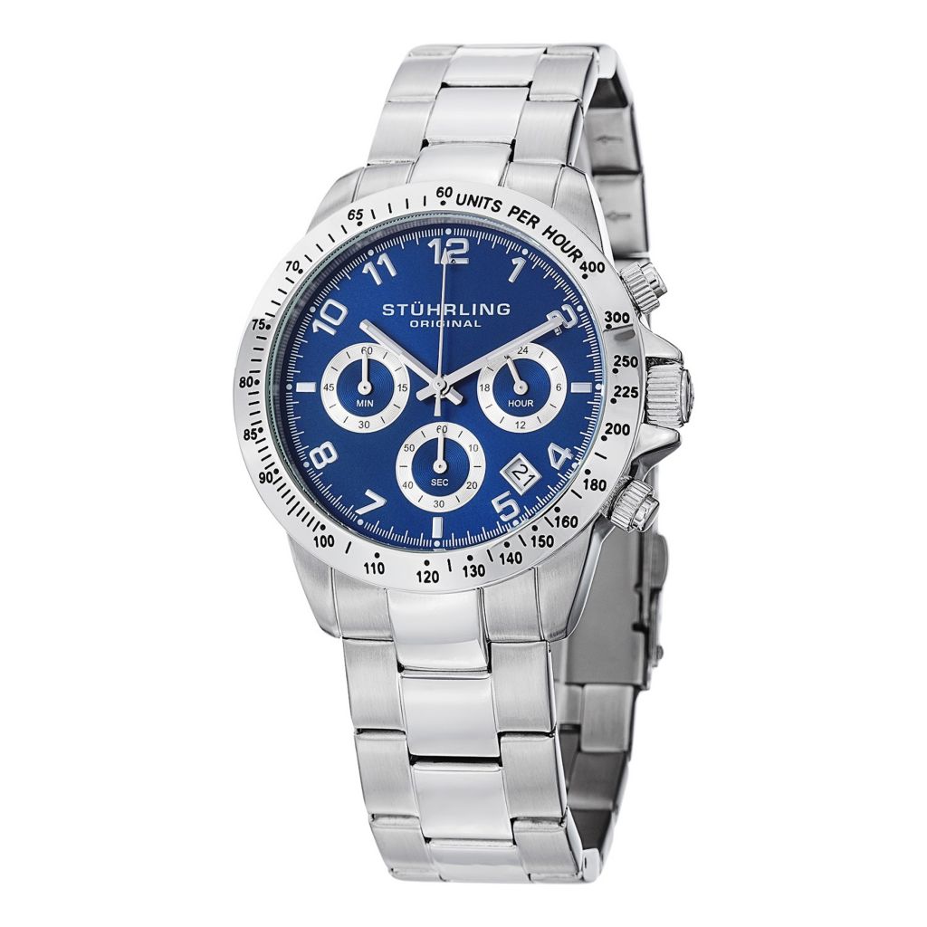 stuhrling men's stainless steel chronograph watch